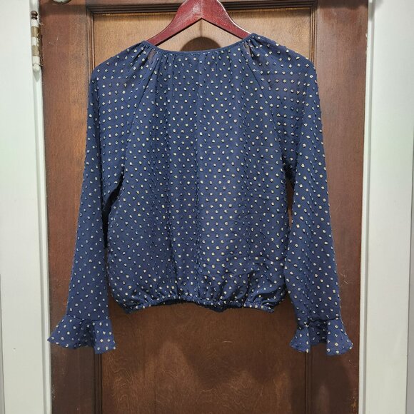 Jack by BB Dakota Blue Gold Dot Button Blouse XS Extra Small NWT - Picture 11 of 11